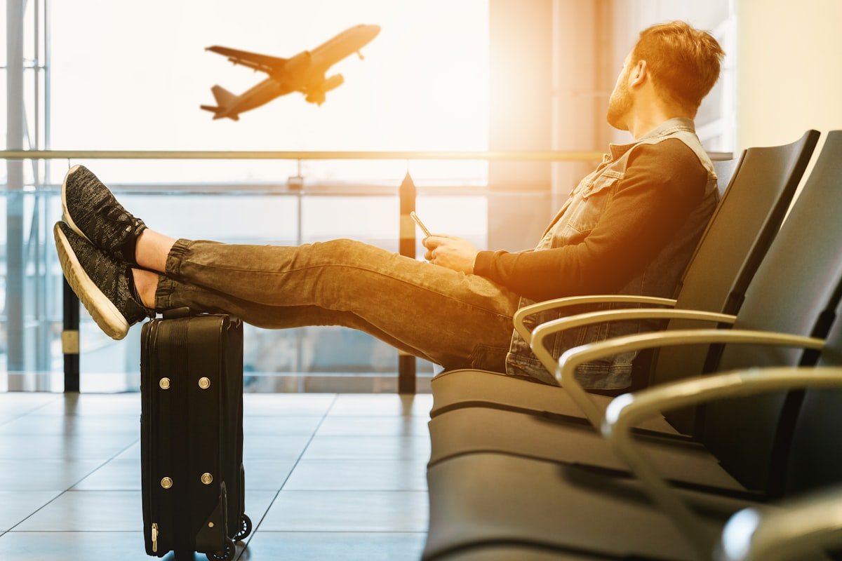 Flight booking app on phone airplane travel India